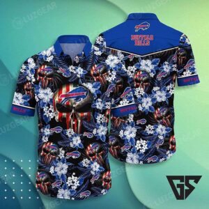 Buffalo Bills Skull Blossom Hawaiian Shirt
