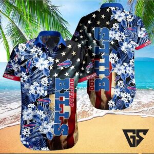Buffalo Bills Star-Spangled Floral Hawaiian Shirt
