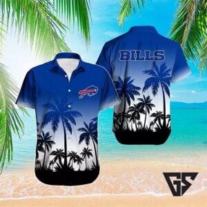Buffalo Bills Sunset Palm Silhouette Hawaiian Shirt