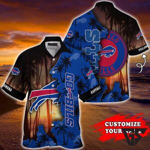 Buffalo Bills Sunset Split Personalized Name Hawaiian Shirt