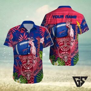 Buffalo Bills Tiki Totem And Parrot Hawaiian Shirt