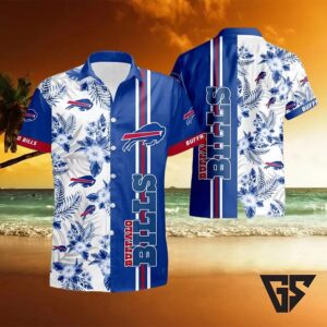 Buffalo Bills Tropical Stripe Hawaiian Shirt