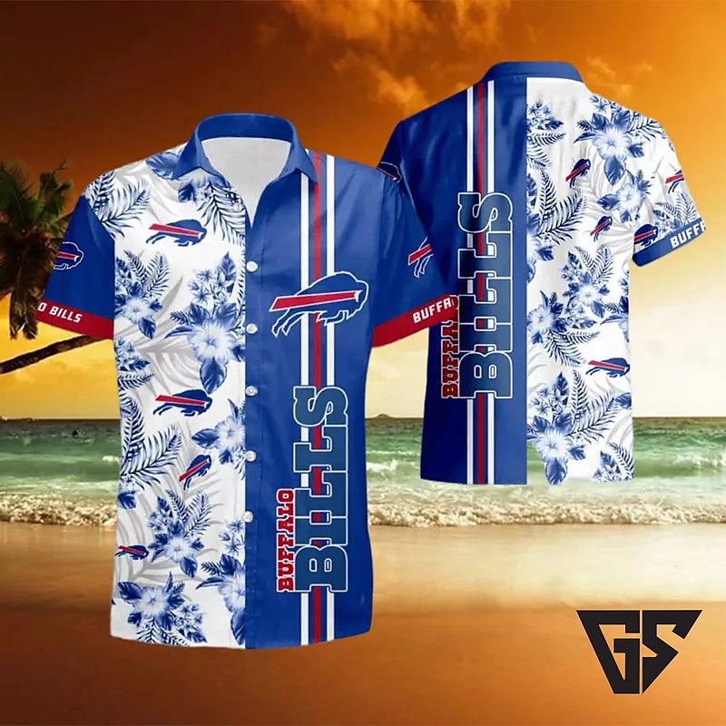 Buffalo Bills Tropical Stripe Hawaiian Shirt Buffalo Bills Tropical Stripe Hawaiian Shirt