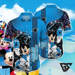 Carolina Panthers Mickey US Flag Hawaiian Shirt