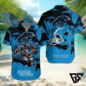 Carolina Panthers Personalized Gridiron Warrior Hawaiian Shirt