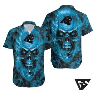 Carolina Panthers Skull Storm Hawaiian Shirt