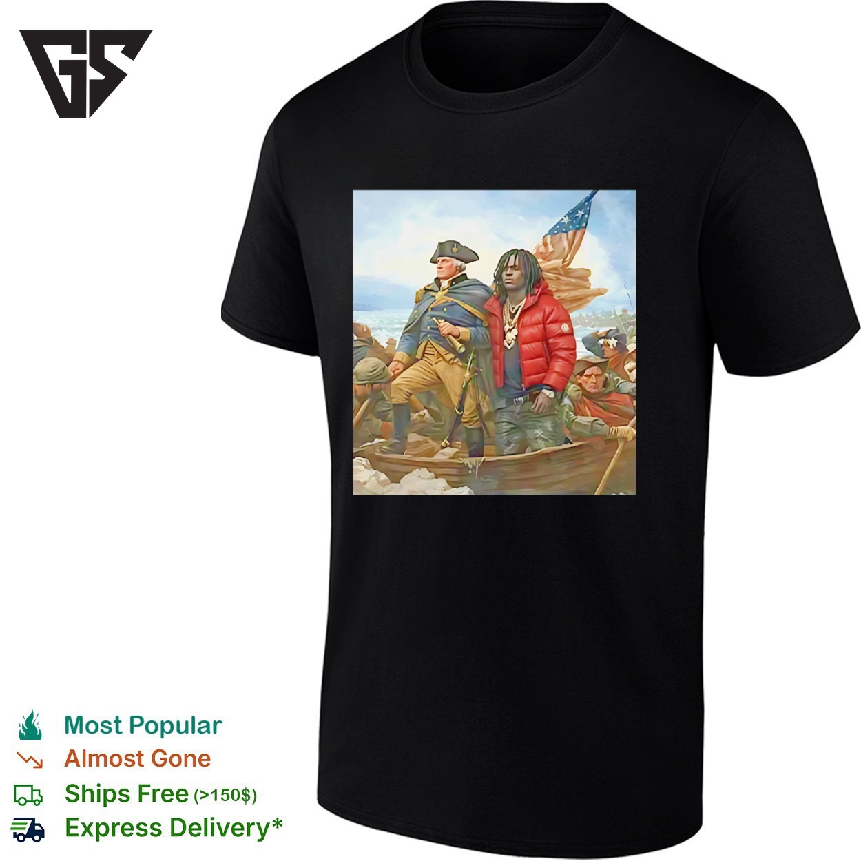 Chief Keef Crossing The Delaware George Washington Parody T-Shirt Chief Keef Crossing The Delaware George Washington Parody T-Shirt