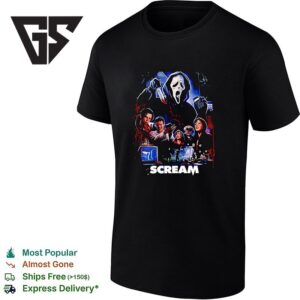 Ghostface Holding Knife Blood Scream Horror Movie T-Shirt