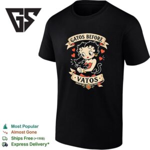 Girl Holding Black Cat Gatos Before Vatos Unless The Vato Has Tacos T-Shirt