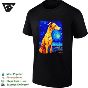 Greyhound Dog The Starry Night Vincent Van Gogh Style T-Shirt