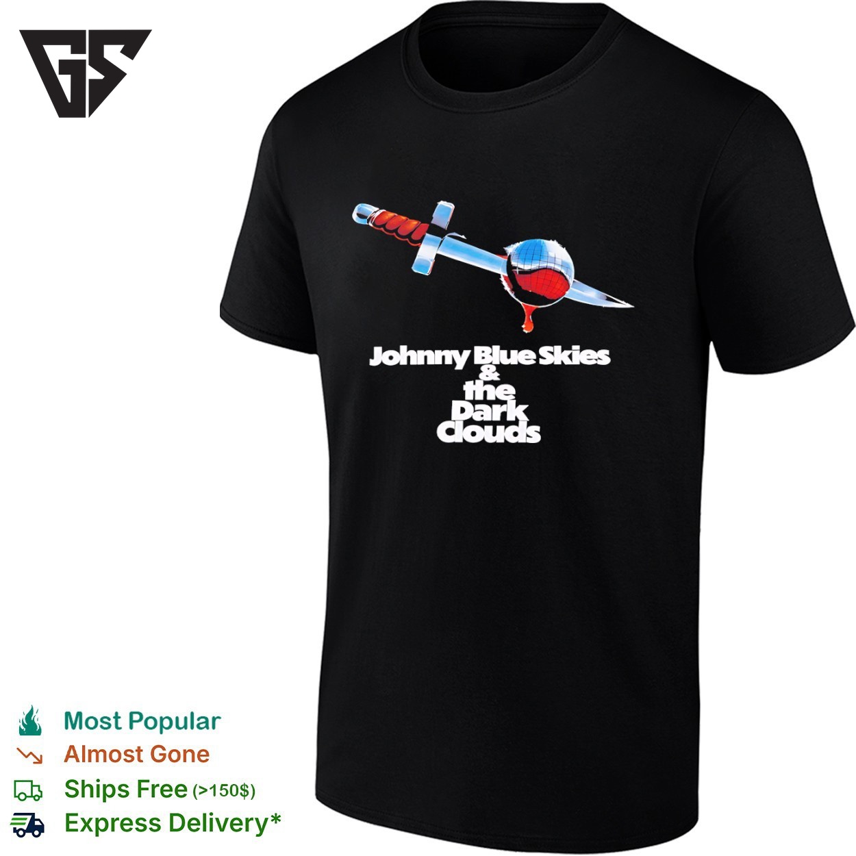 Johnny Blue Skies And The Dark Clouds Mutiny After Midnight Album Cover Art T-Shirt Johnny Blue Skies And The Dark Clouds Mutiny After Midnight Album Cover Art T-Shirt