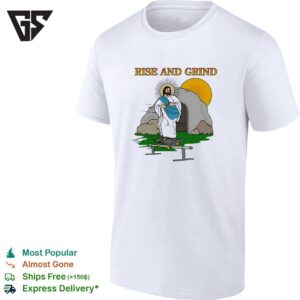 Jusus Skateboarding With The Sun Behind A Cave Rise And Grind T-Shirt