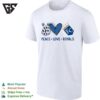Kansas City Royals Peace Love Royals Hand Sign Heart Shape And Logo T-Shirt