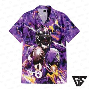Lamar Jackson Baltimore Ravens Gridiron Majesty Hawaiian Shirt