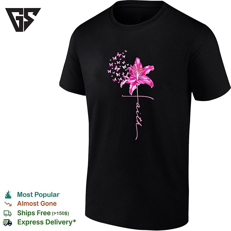 Lily Stargazer Fade Away Into Butterflies Faith Flower T-Shirt Lily Stargazer Fade Away Into Butterflies Faith Flower T-Shirt