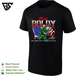 Matt Boldy 12 Minnesota Wild USA Flag Signature Vintage T-Shirt
