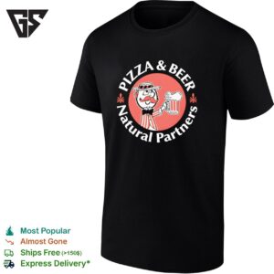 Men Holding Beer Mug Pizza And Beer Natural Partners T-Shirt