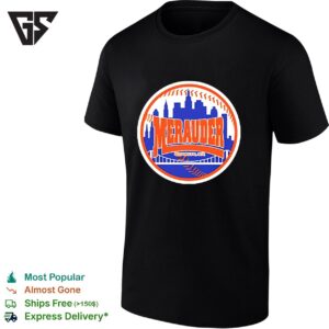 Merauder New York Mets Baseball Logo Skyline T-Shirt