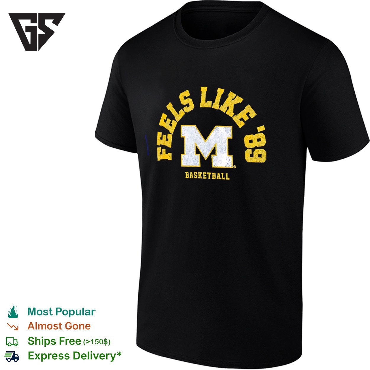 Michigan Wolverines Men’s Basketball Feels Like ’89 Logo Retro T-Shirt Michigan Wolverines Men’s Basketball Feels Like ’89 Logo Retro T-Shirt