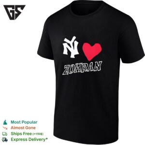New York Yankees Loves Zohran Heart Shape T-Shirt