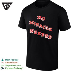 No Miracle Needed USA Hockey Stepped Text T-Shirt