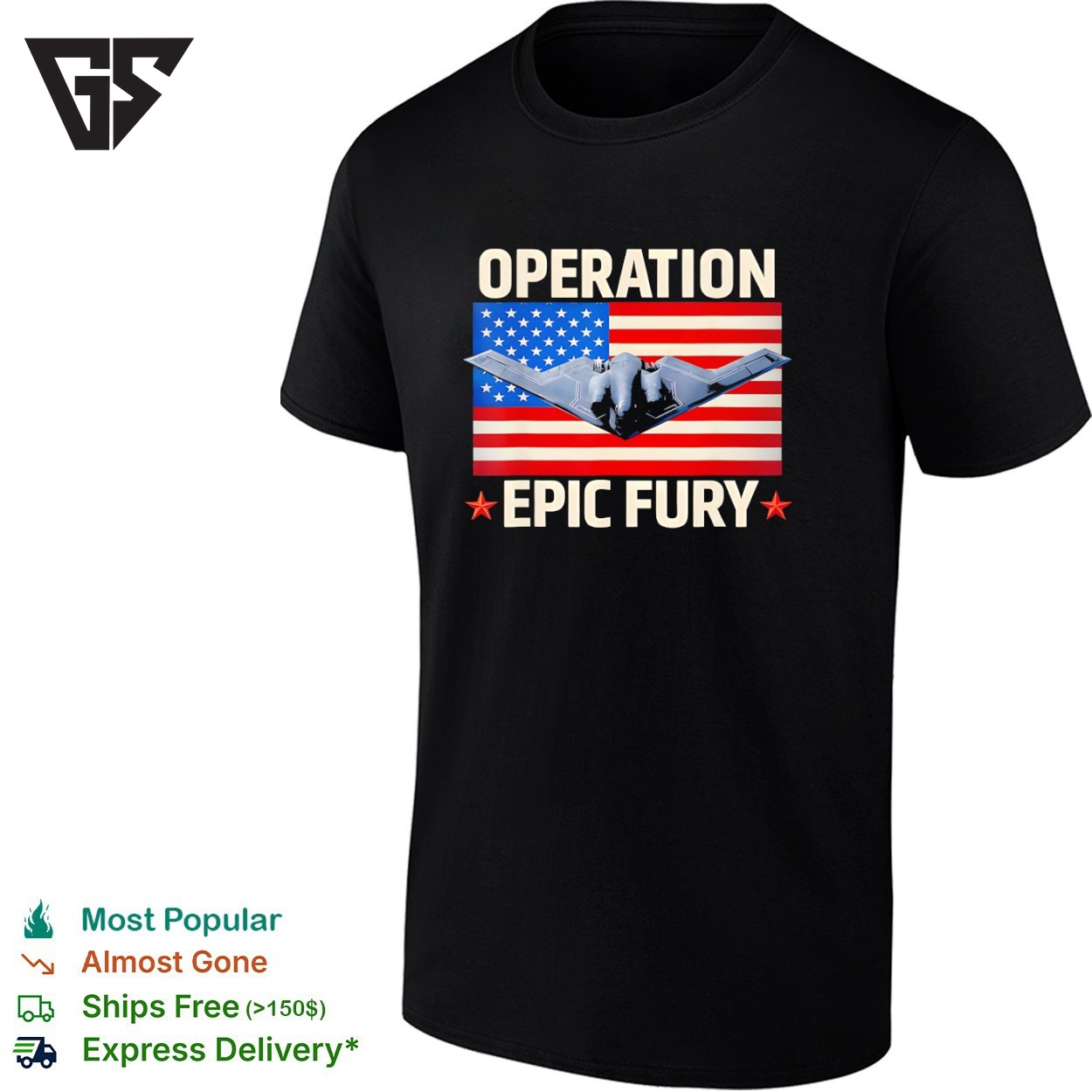 Northrop B-2 Spirit Operation Epic Fury American Flag T-Shirt Northrop B-2 Spirit Operation Epic Fury American Flag T-Shirt