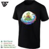 Ocean Wave Around Tropical Volcano Island Sunset Retro T-Shirt
