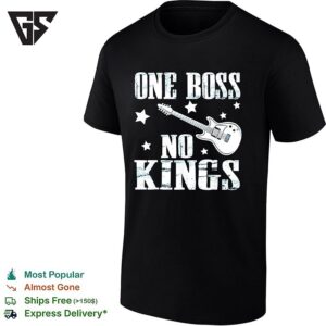 One Boss No Kings Guitar And Stars Monarchy Political Freedom T-Shirt