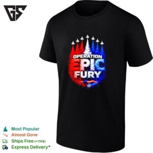 Operation Epic Fury Aircraft Creating Smoke To Form The US Flag Patriotic Retro T-Shirt