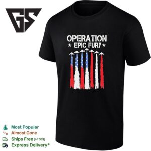 Operation Epic Fury Aircraft Creating Smoke To Form The US Flag Patriotic T-Shirt