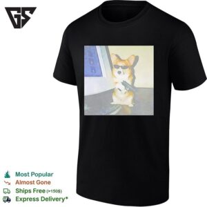 Pembroke Welsh Corgi Wearing Sunglasses And Holding Pistol Funny T-Shirt