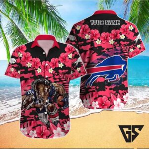 Personalized Buffalo Bills Warrior Floral Hawaiian Shirt