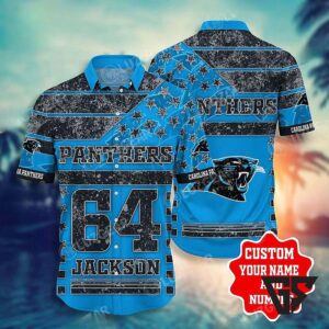Personalized Carolina Panthers Custom Name And Number Aloha T-Shirt