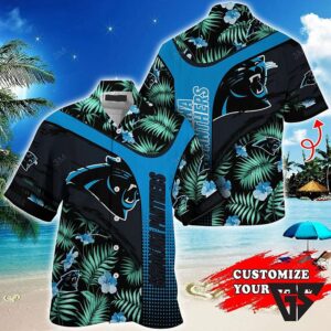Personalized Carolina Panthers Panther Paradise Hawaiian Shirt