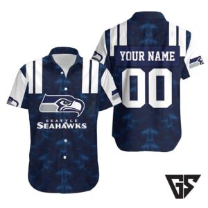 Personalized Seattle Seahawks Midnight Jersey Hawaiian Shirt