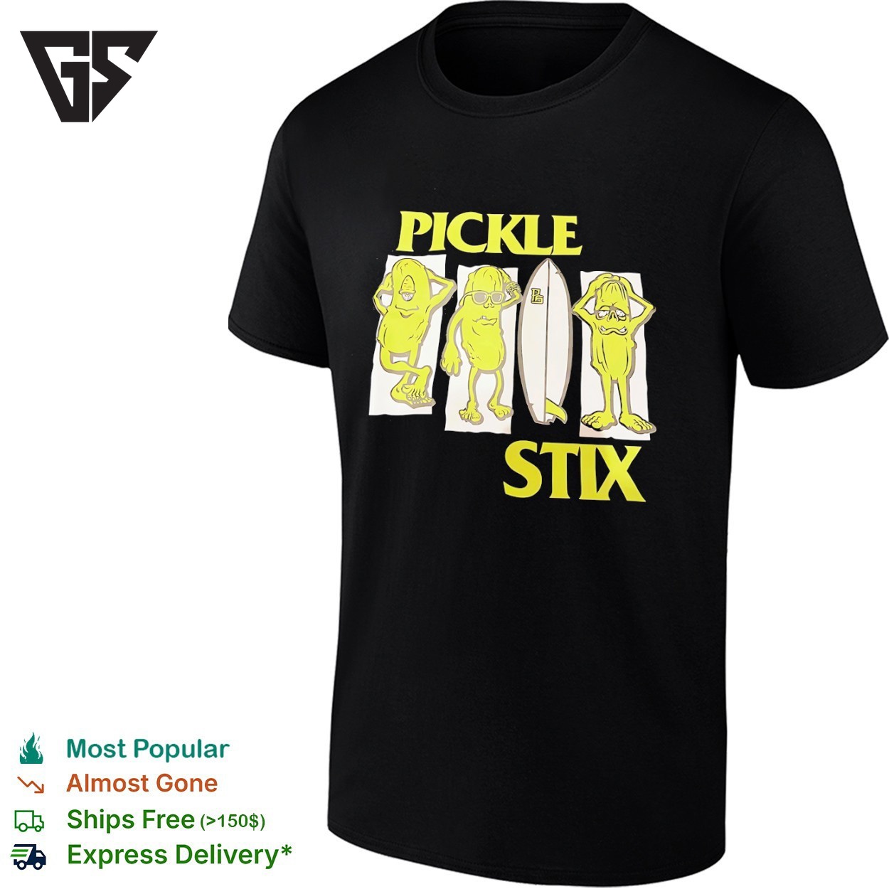 Pickle Stix Vacation Surfing Graphic T-Shirt Pickle Stix Vacation Surfing Graphic T-Shirt