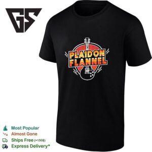 Plaid On Flannel Electric Guitar Vintage T-Shirt 1 1