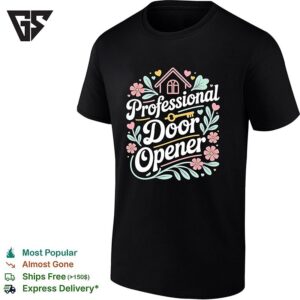 Professional Door Opener Floral And Leaf Pattern T-Shirt