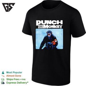 Punch Monkey 2030 Monkey Holding A Stuffed Monkey And Riding Horse T-Shirt