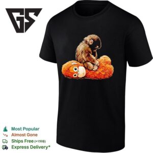 Punch Monkey Stting On Plush Monkey Graphic T-Shirt 1 1