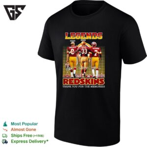 Sammy Baugh Sonny Jurgensen Joe Theismann Legend Of Washington Redskins City Skyline T-Shirt