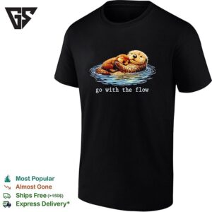 Sea Otter Hugging Baby Go With The Flow Mother Day T-Shirt