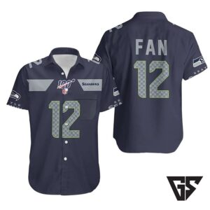 Seattle Seahawks Fan 12 Navy Blue Hawaiian Shirt