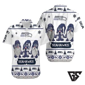 Seattle Seahawks Festive Gnome Hawaiian Shirt