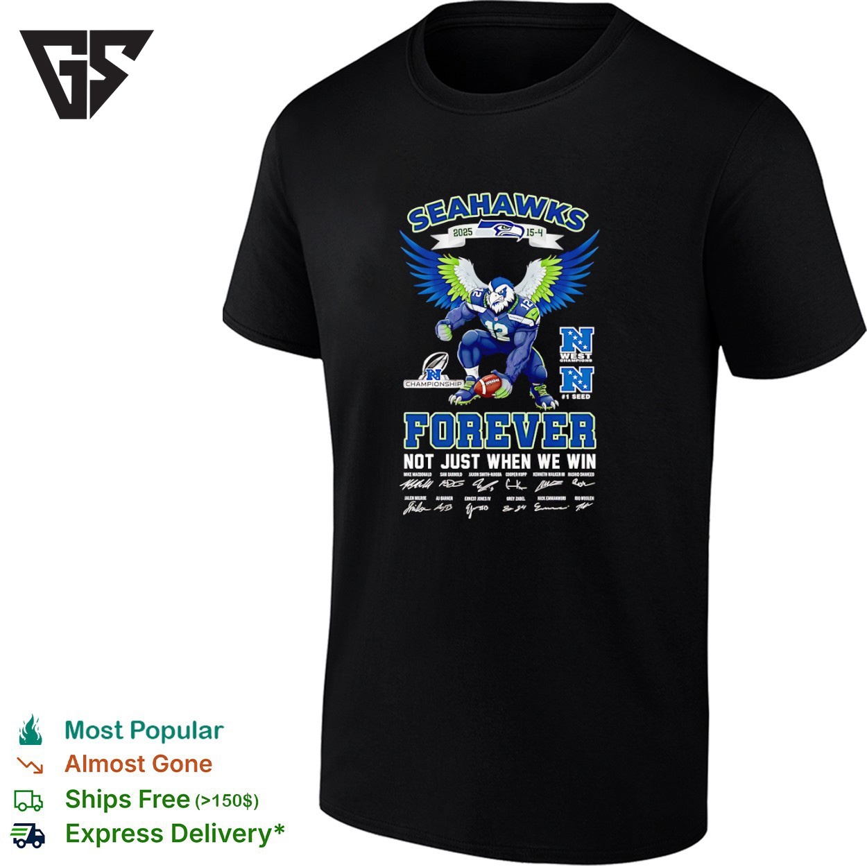 Seattle Seahawks Forever Not Just When We Win N West Champhions 1 Seed 2025 Mascot T-Shirt Seattle Seahawks Forever Not Just When We Win N West Champhions 1 Seed 2025 Mascot T-Shirt