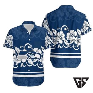 Seattle Seahawks Hibiscus Wave Hawaiian Shirt