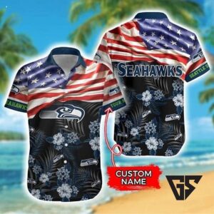 Seattle Seahawks Patriotic Bloom Hawaiian Shirt