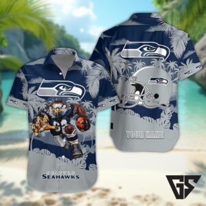 Seattle Seahawks Personalized Gridiron Warrior Hawaiian Shirt
