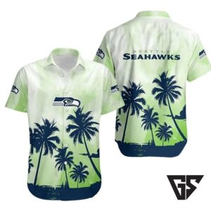 Seattle Seahawks Sunset Palms Hawaiian Shirt