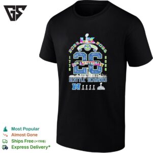 Seattle Seahawks Super Bowl Lx 50th Anniversary City Skyline 2025 2026 T-Shirt